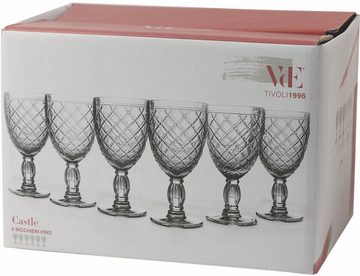 Villa d'Este Weinglas Castle Trasparent, Glas, Gläser-Set, 6-teilig, Inhalt 280 ml