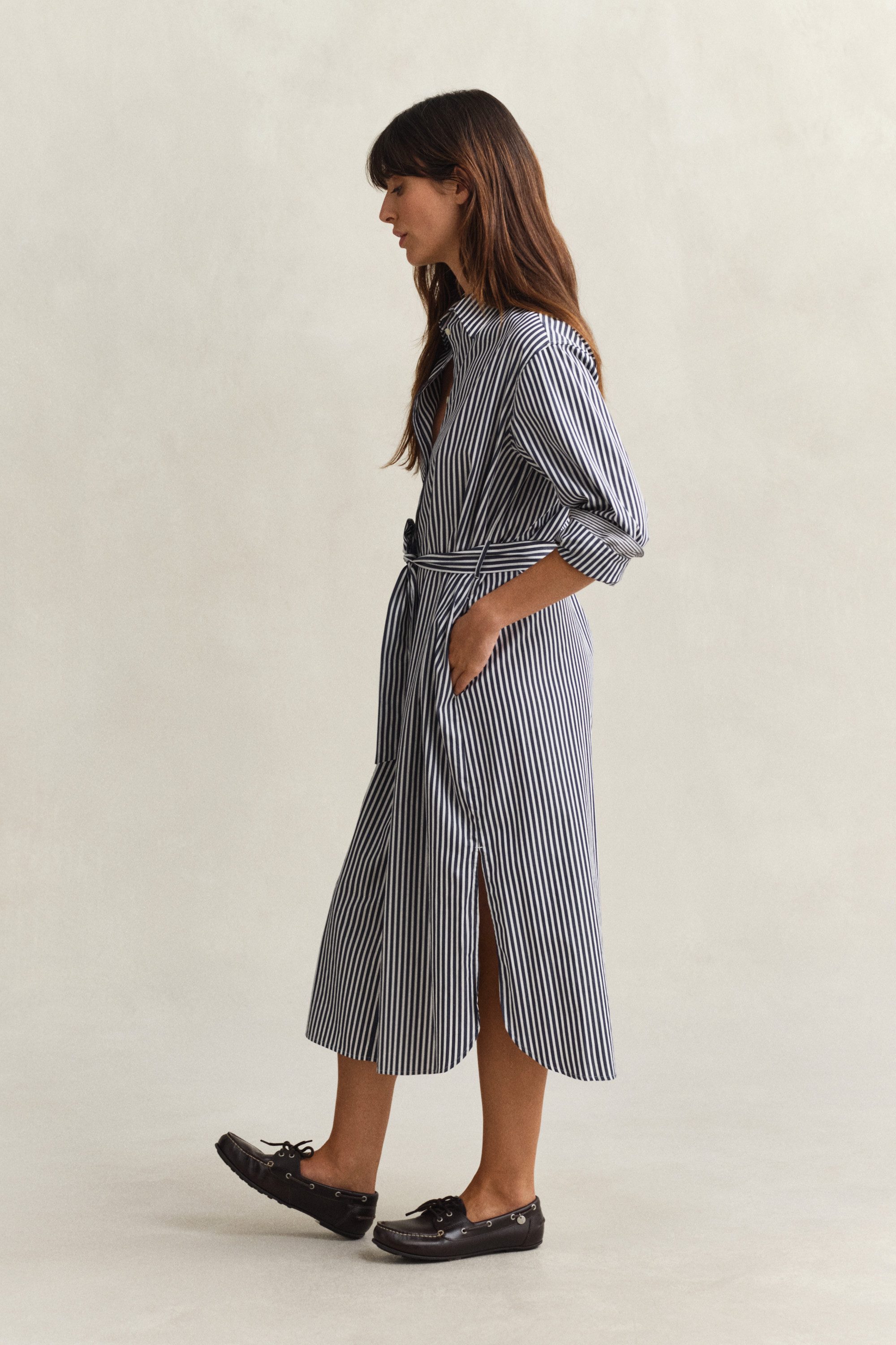 Gant Hemdblusenkleid CLASSIC POPLIN STRIPE mit Streifen, Taillengürtel, regular fit