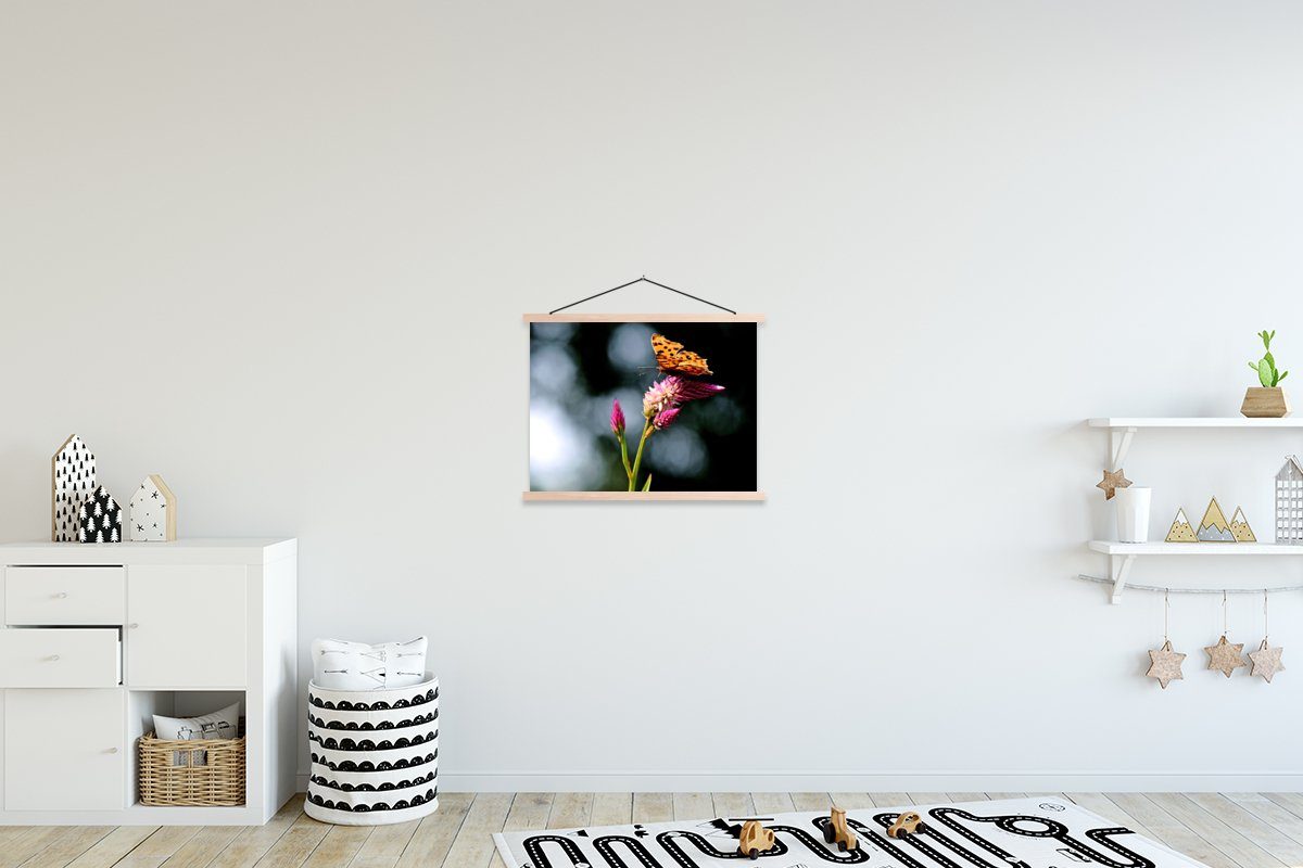 MuchoWow Poster Schmetterling - Blumen - Insekten, (1 St), Posterleiste, Textilposter für Wohnzimmer, Bilderleiste, Magnetisch | Poster