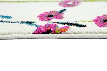 Teppich Teppich Designerteppich Blumen Sommerwiese bunt grün gelb pink, Carpetia, rechteckig, Höhe: 13 mm