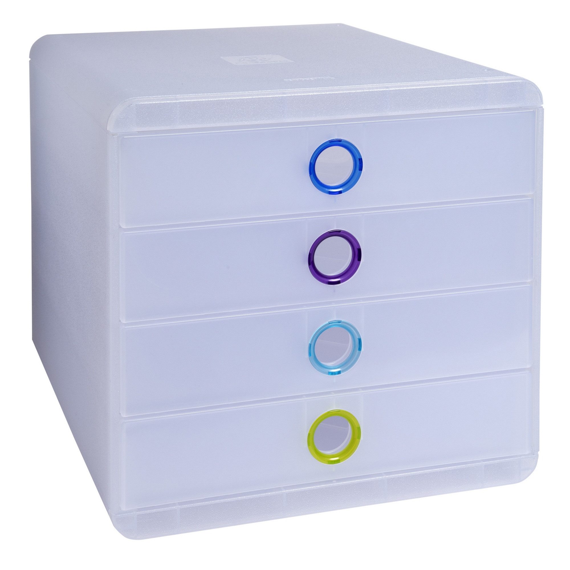 EXACOMPTA Organizer Schubladenbox Pop-Box 314399D A4+ 4 Schübe transparent/farbig