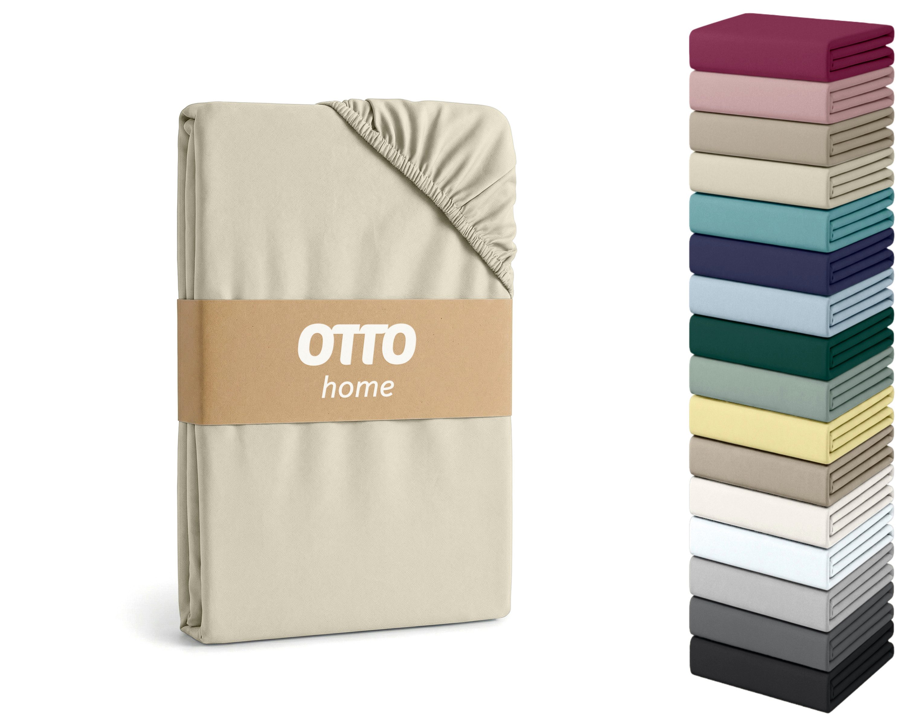 OTTO home Spannbettlaken Cremona, Basic & Premium Qualität mit Elasthan, Jersey (145 g/m), Gummizug: rundum, (1 Stück), Bettlaken für Matratzen von 20-25 cm Höhe, 96% Baumwolle & 4% Elasthan