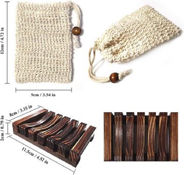 COOL-i ® Seifenablage, 2 Seifenkisten aus Holz,3 Seifensäcke,für Badewannen mit Küchendusche