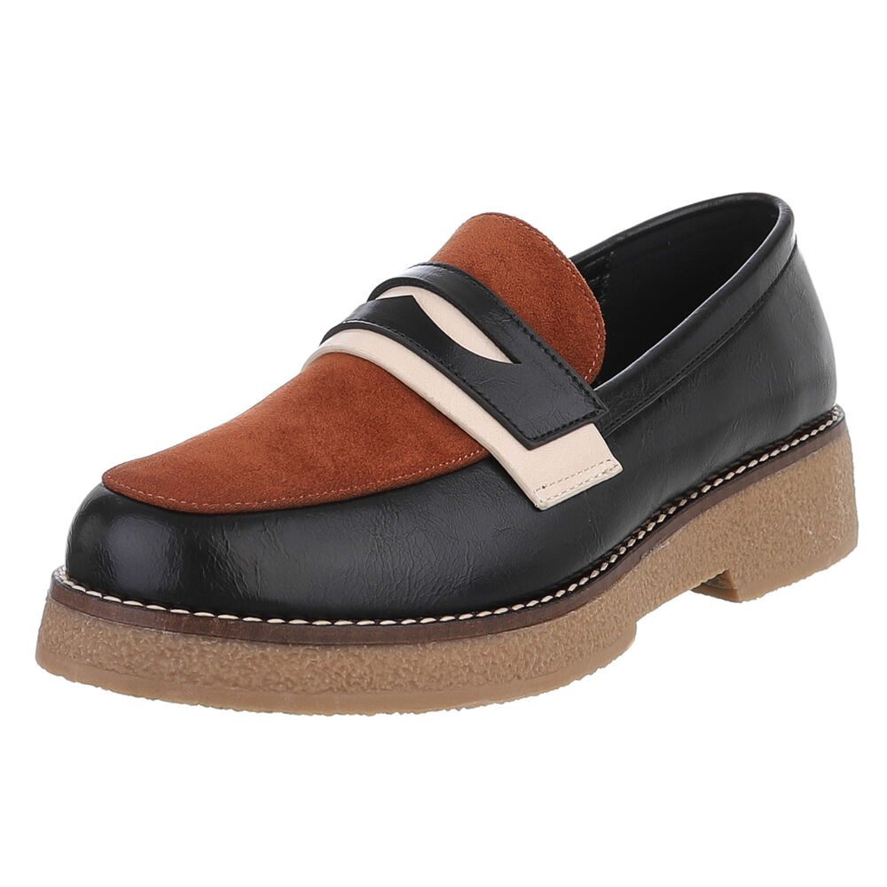 Ital-Design Elegante Damenkomfort-Schuhe mit Riemen für alle Anlässe Слипперы (90169317) Blockabsatz Mokassins in Schwarz