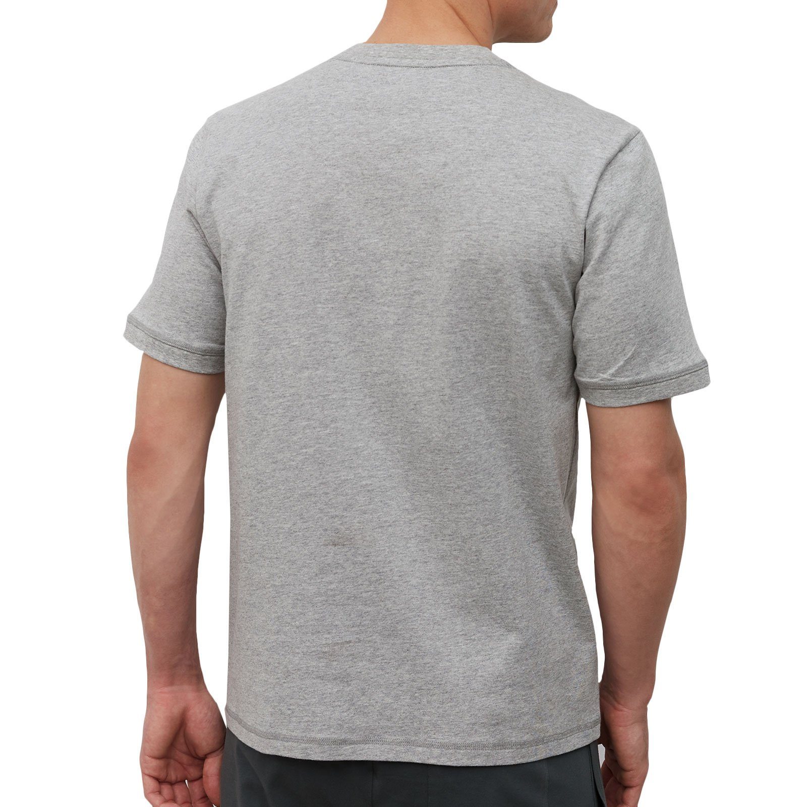 Marc O'Polo T-Shirt Shirt Crew-Neck melange Aufdruck hellgrau großem 216 mit O'Polo Marc