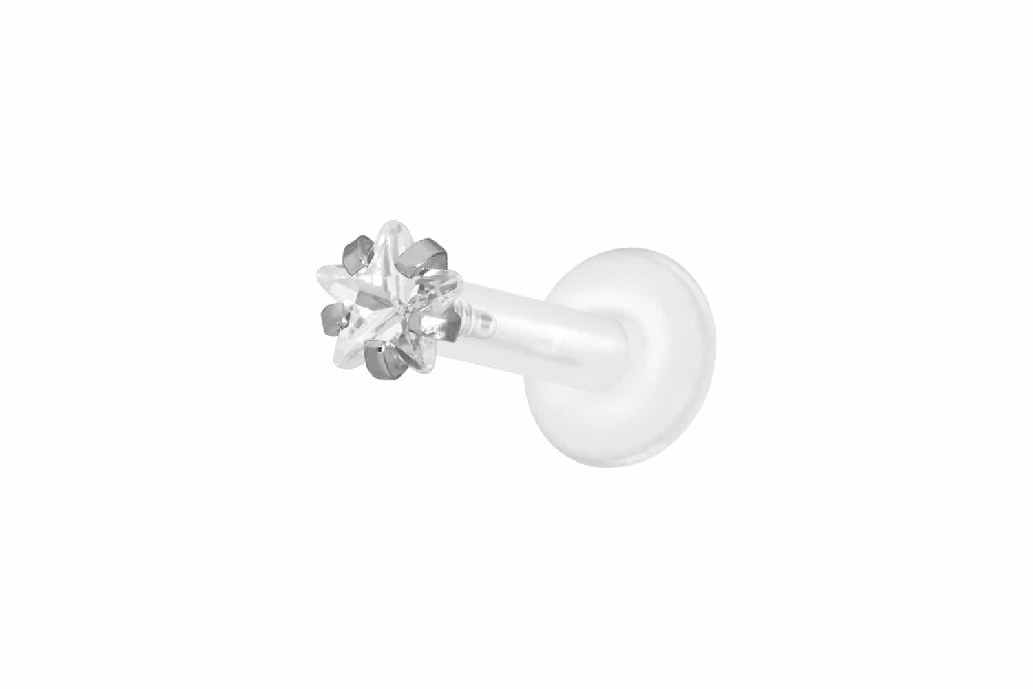 PIERCINGLINE Piercing-Set PTFE Labret mit Innengewinde + Titan-Aufsatz EINGEFASSTER (Labrets, 1-tlg)