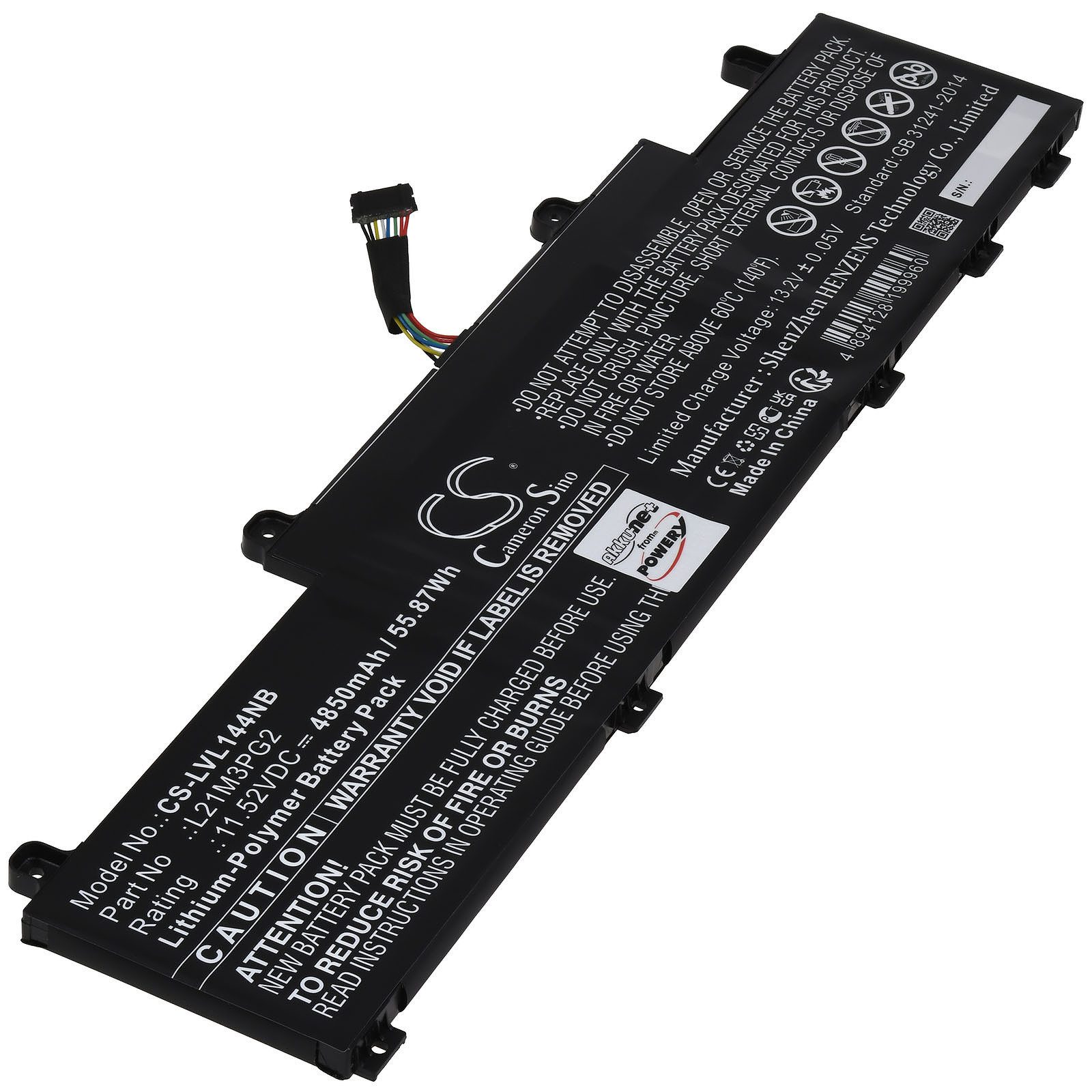 Powery Akku für Lenovo ThinkPad L14 Gen 4(AMD)21H5000XIU Laptop-Akku 4850 mAh (11.52 V)