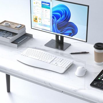 Seenda Ergonomisches 2.4G USB Kabellose Fullsize Tastatur- und Maus-Set, mit Handgelenkauflage und faltbaren Ständern, Wireless für Windows PC