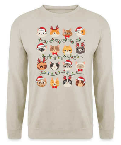 Quattro Formatee Sweatshirt Katzen Lichterkette - Weihnachten X-mas Christmas Unisex Pullover (1-tlg)