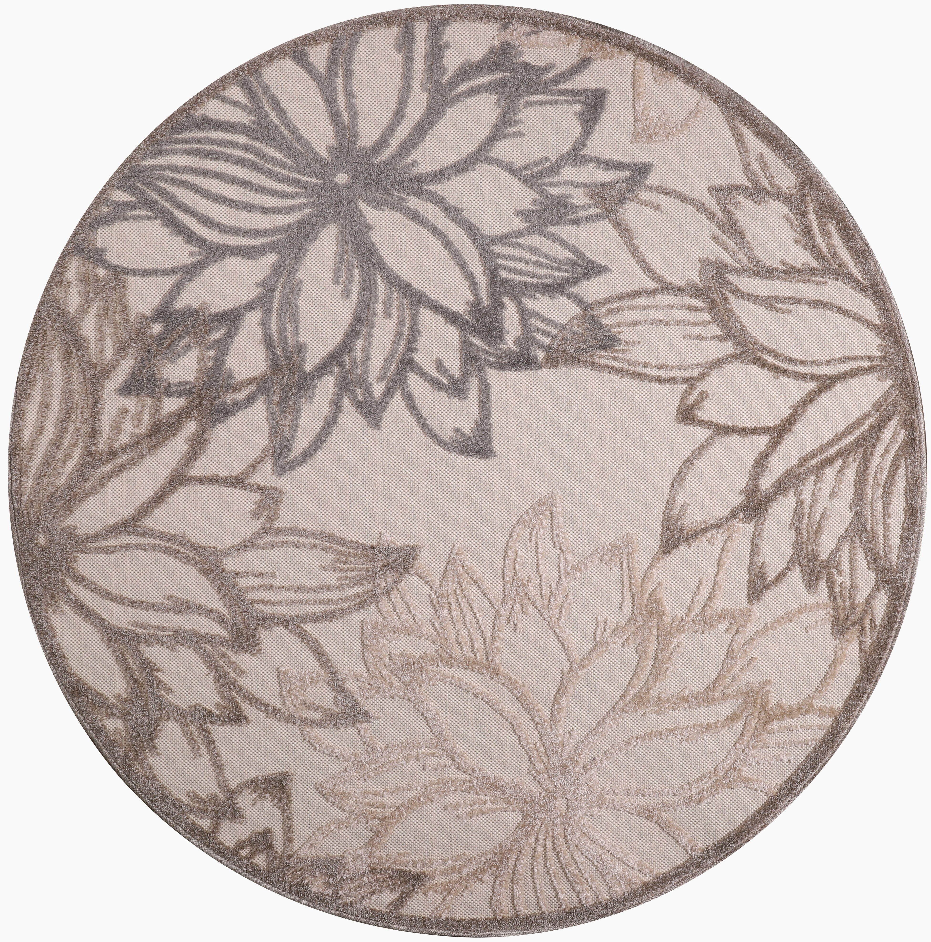 Teppich Floral 2, Sanat, Balkon, Terasse Outdoor florales Design, mm, Höhe: und creme In- rund, 6 geeignet