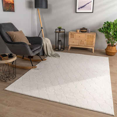 Teppich Wohnzimmer Teppich Esszimmer Kurzflor Geometrisches Muster Skandi, TT Home, Läufer, Höhe: 16 mm