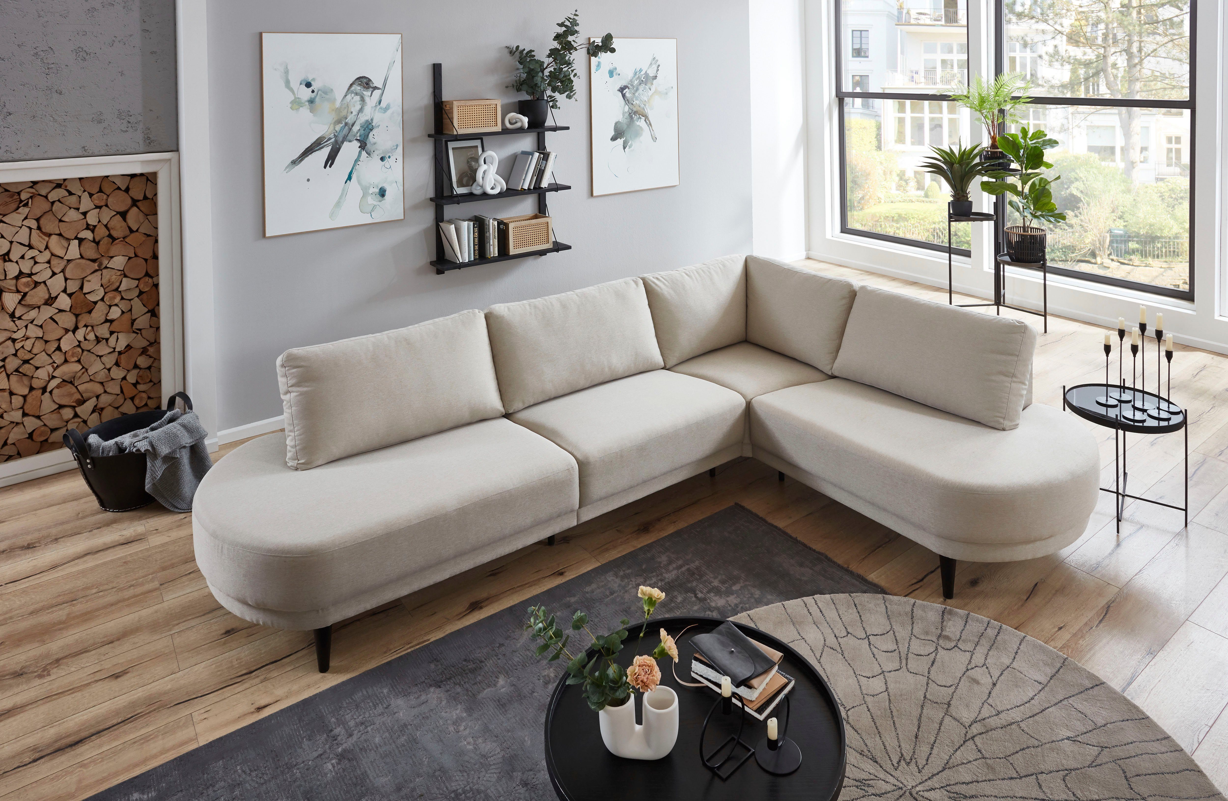 ATLANTIC home collection Ecksofa Ronny L-Form, mit Wellenunterfederung, rechts/links montierbar