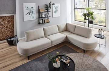 ATLANTIC home collection Ecksofa Ronny L-Form, wahlweise in beige, mit Wellenunterfederung, rechts/links montierbar