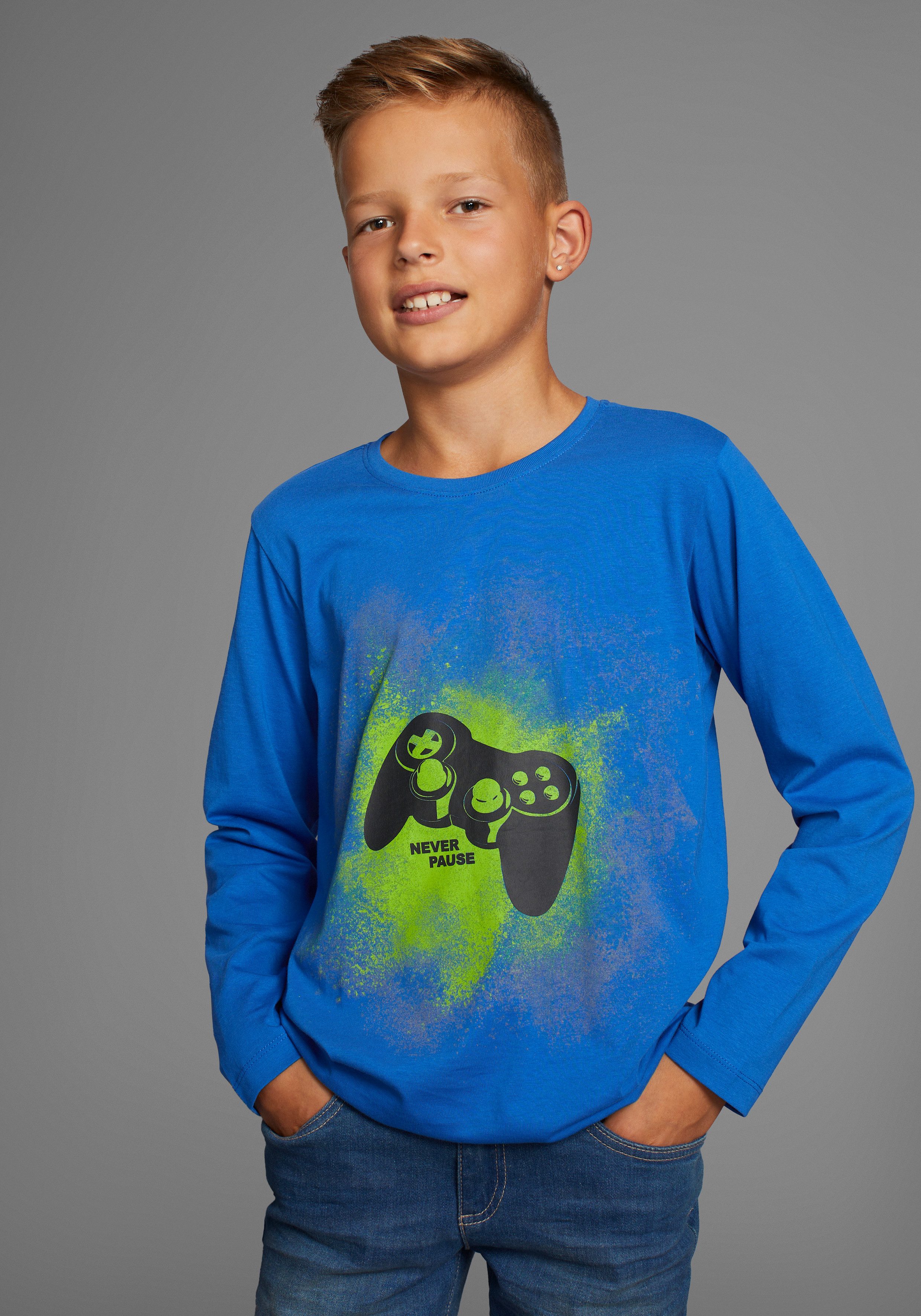 KIDSWORLD Langarmshirt GAMER Gamer-Shirt Langarm, Basic-Passform, mit trendigem Aufdruck
