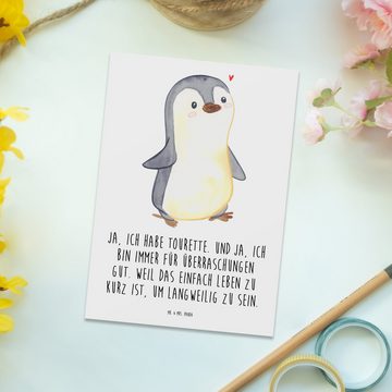 Mr. & Mrs. Panda Postkarte Pinguin Tourette - Weiß - Geschenk, Einladung, Tics, Dankeskarte, Ges, Hochglänzend veredelt