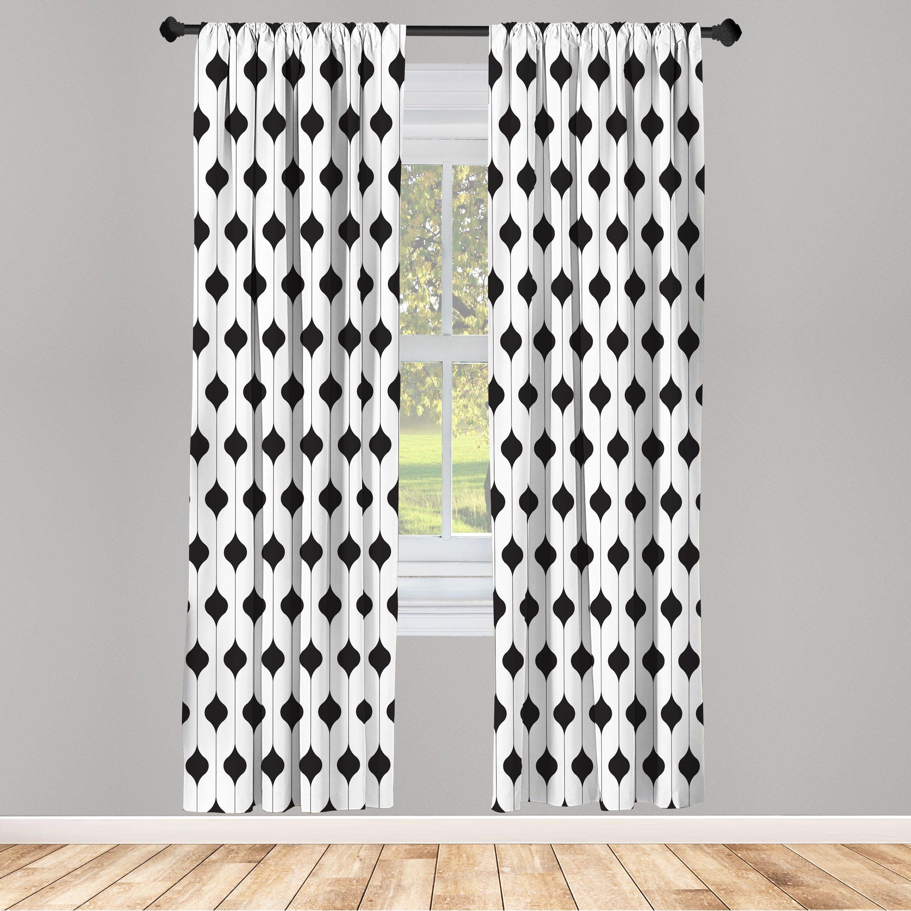 Gardine Vorhang für Wohnzimmer Schlafzimmer Dekor, Abakuhaus, Microfaser, Abstrakt Kurvenform Vertikale Linien