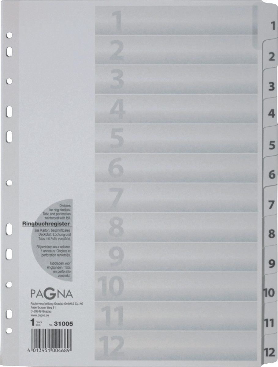 PAGNA Aktenordner Register A4 PP 1-12 weiß