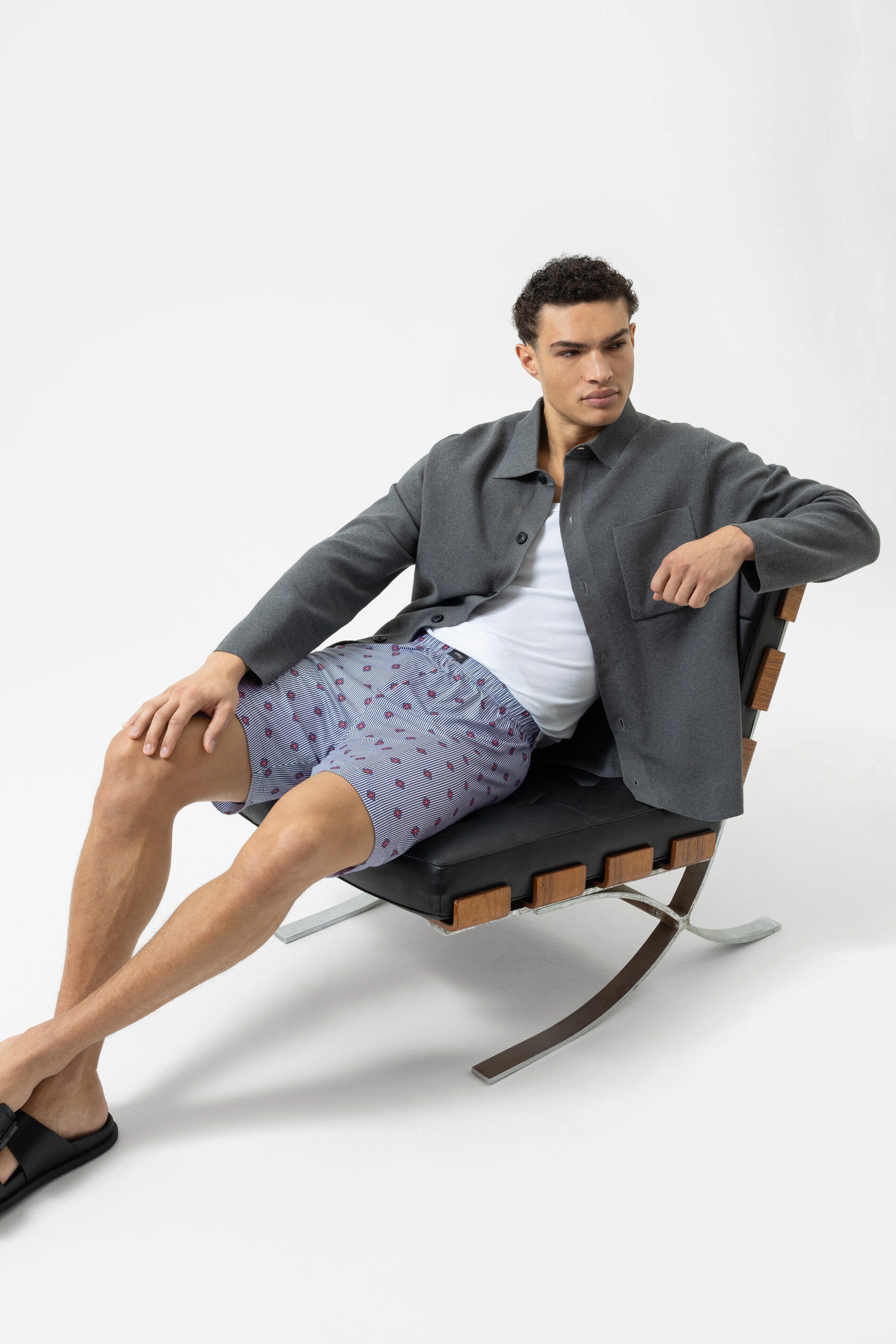 Mey Schlafhose Serie Stripes With Small Pattern Minimal-Print (1-tlg) Softe Pyjamashorts, Single Jersey, Baumwoll-Mix