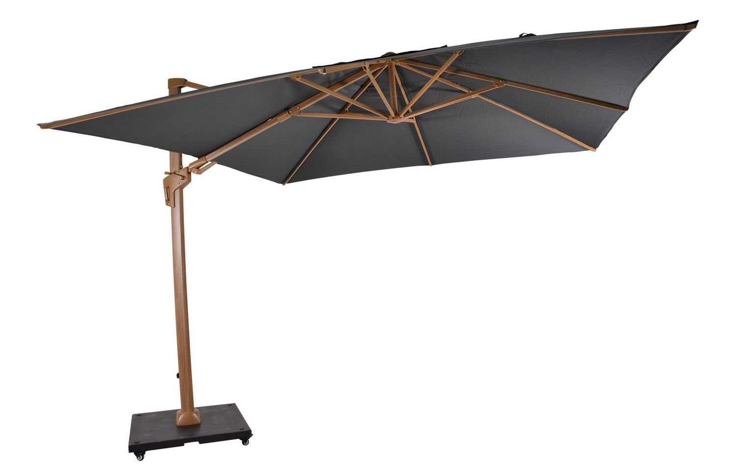 Lesli Living Sonnenschirm Lesli Living Ampelschirm Marktschirm Holzoptik "Virgo Flex" Taupe 3x3m