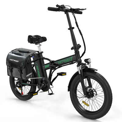 HITWAY E-Bike 20" 3,0 Fat Elektrofahrrad mit Tasche MTB klapprad,250W/36V/12Ah, 7 Gang Shimano, Kettenschaltung, Heckmotor, 432 Wh Akku, Damen/Herren, +Fahrradpump-Schloss,StVZO,E-Mountainbike