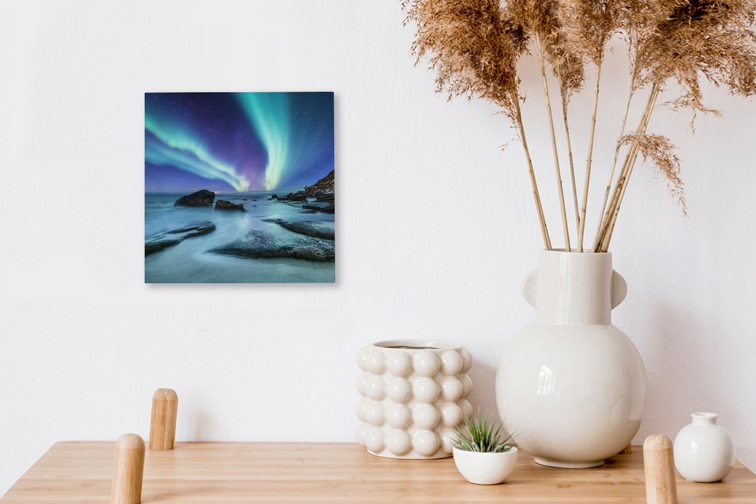 OneMillionCanvasses® Leinwandbild für Nordlichter (1 - Wohnzimmer Lofoten, Schlafzimmer Bilder - St), Landschaft Leinwand