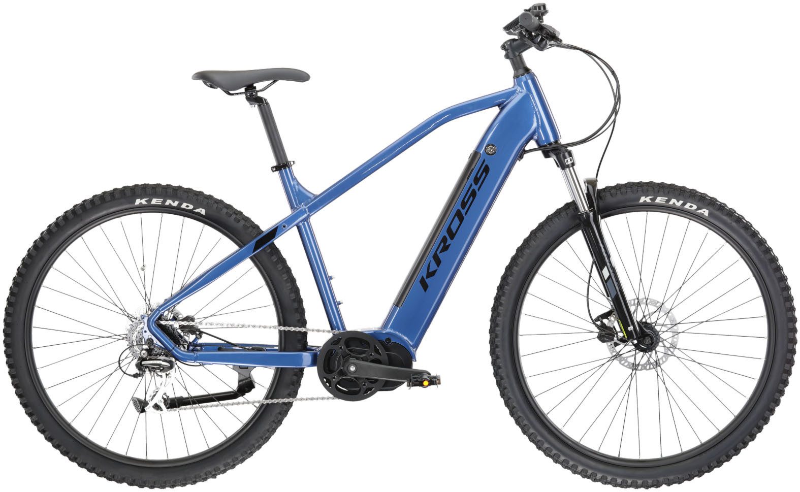 Kross E-Bike Mountainbike E-MTB Hexagon Boost 3.0 29 Zoll blau, 8 Gang Shimano ACERA M360 Schaltwerk, Kettenschaltung, Mittelmotor, 518 Wh, Pedelec, Elektrofahrrad für Damen und Herren