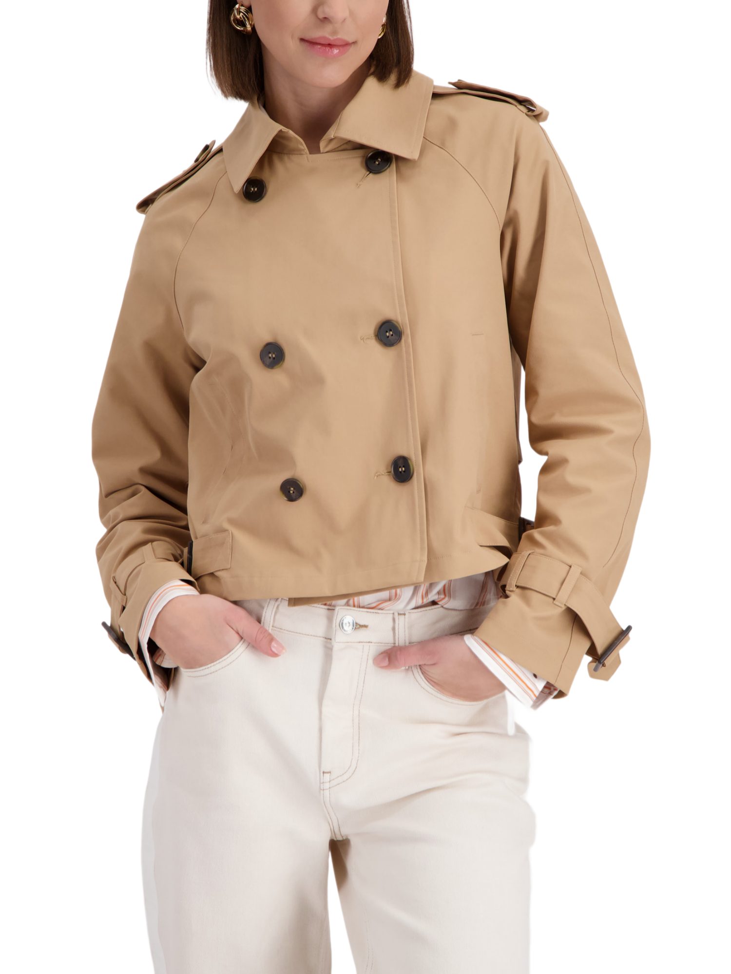 Monari Kurzjacke natur,Casual,Polyester,Unifarben,Reverskragen,Lang,Gerade – Bild 2 von 5
