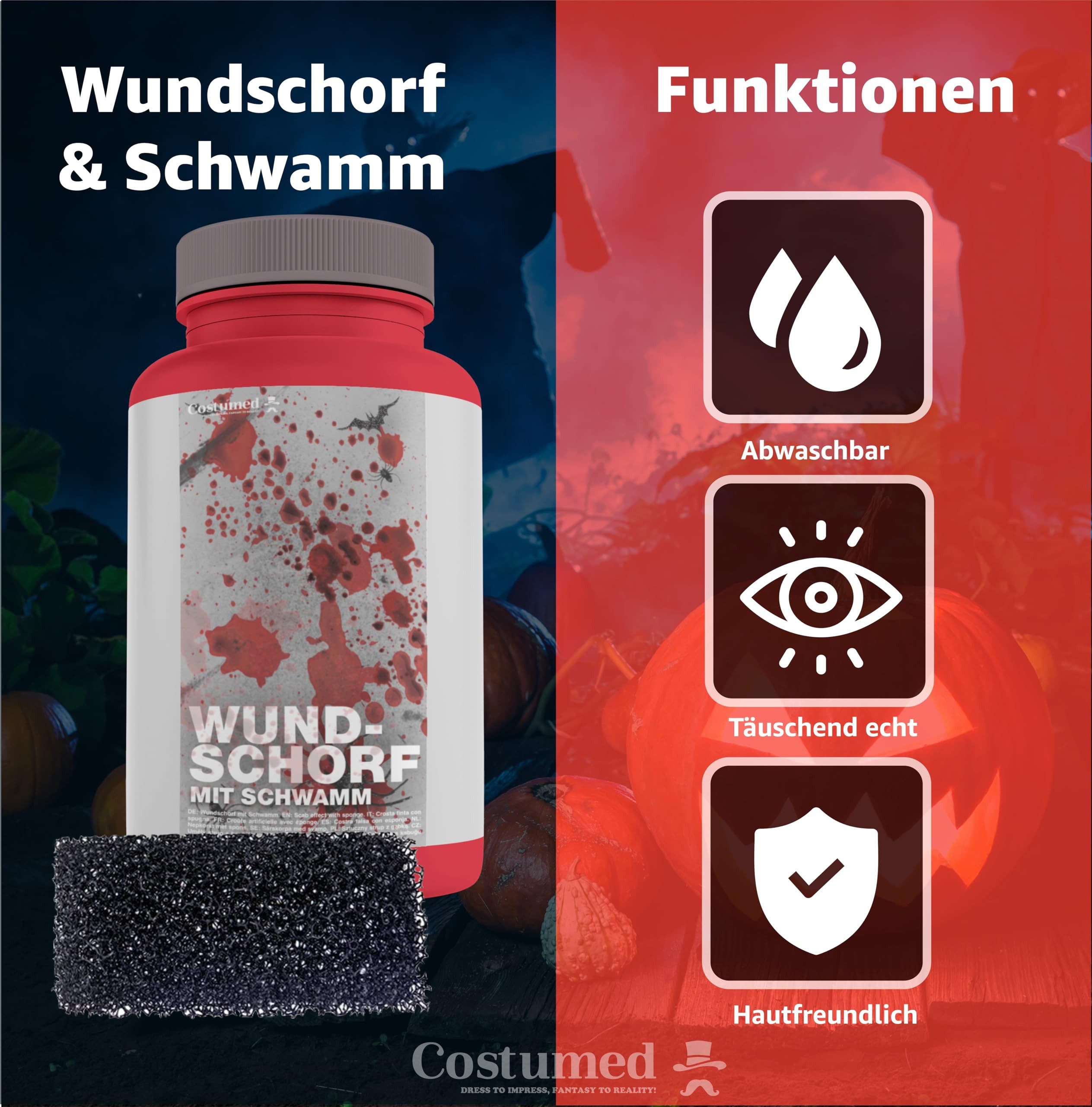 Costumed Kostüm 15 ml Blut - Fake Blood mit Wundschorf - täuschend echt & abwaschbar