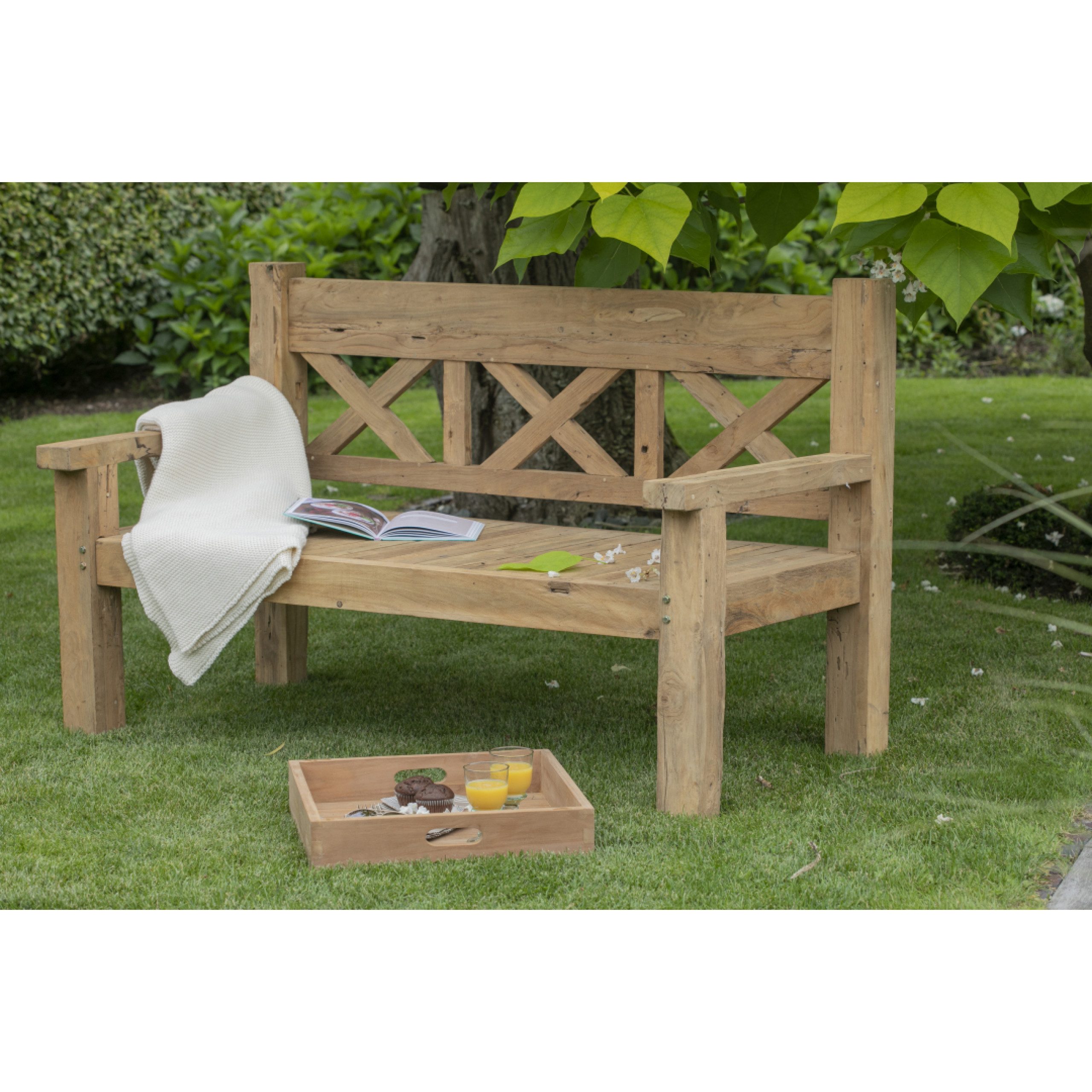 deVries Sitzbank deVries Gartenbank "WOODIE" Rustique 160 aus Teakholz Holzbank 163 x