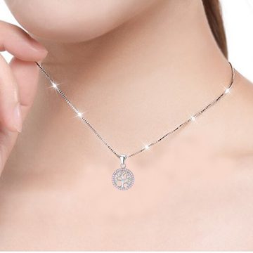 Limana Schmuckset echt 925 Sterling Silber Lebensbaum Herz Halskette mit Ohrringe, Zirkonia Baum des Lebens Ohrstecker Anhänger