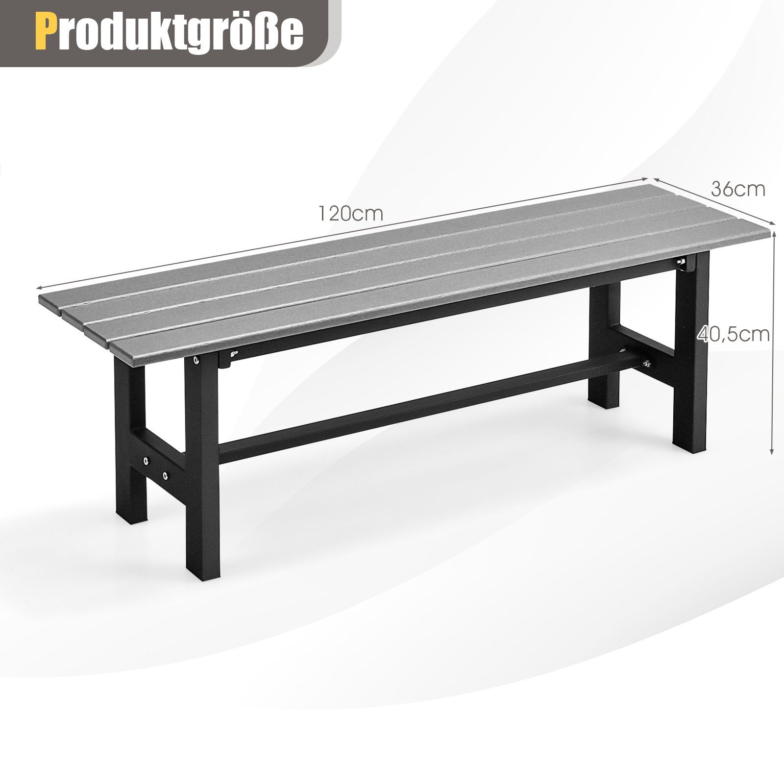 COSTWAY Gartenbank 2-Sitzer Sitzbank, bis 300kg, 120 x 36 x 40,5 cm