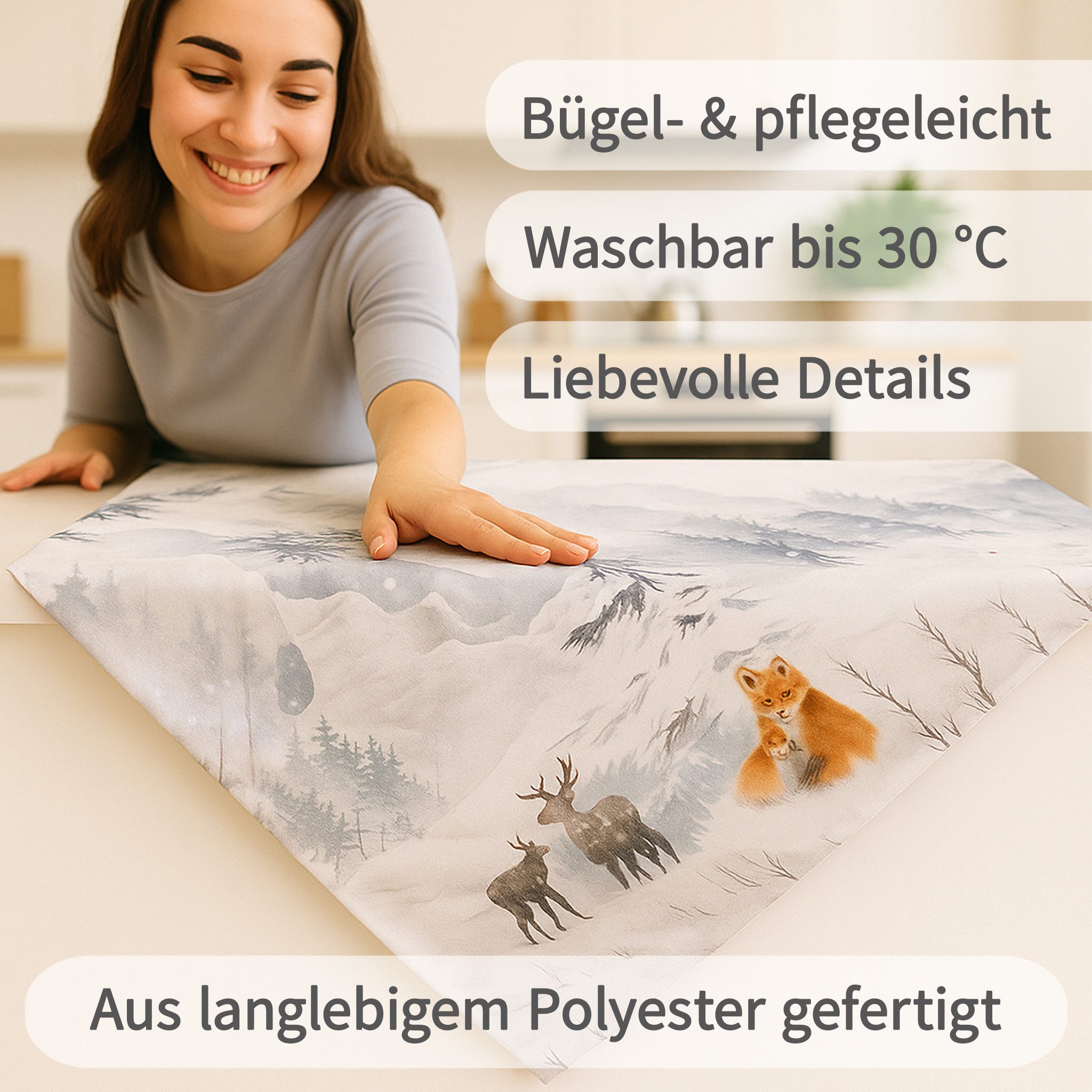 matches21 HOME & HOBBY Tischdecke 40x90 cm Tischläufer rot edel gestickte Tannenbäume für Weihnachten (1-tlg), Ideal für Advent und Weihnachtsdeko