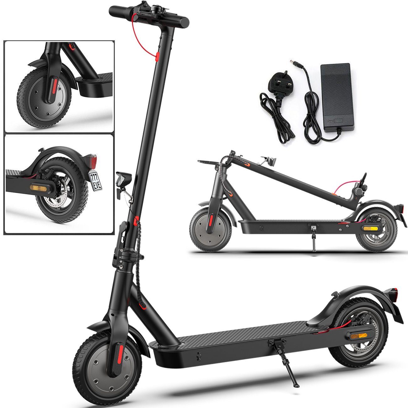 oyajia E-Scooter Elektro Roller mit Straßenzulassung, 30 km Reichweite, City E Scooter, 350,00 W, 20,00 km/h, faltbarer und tragbarer Elektroroller für Erwachsene