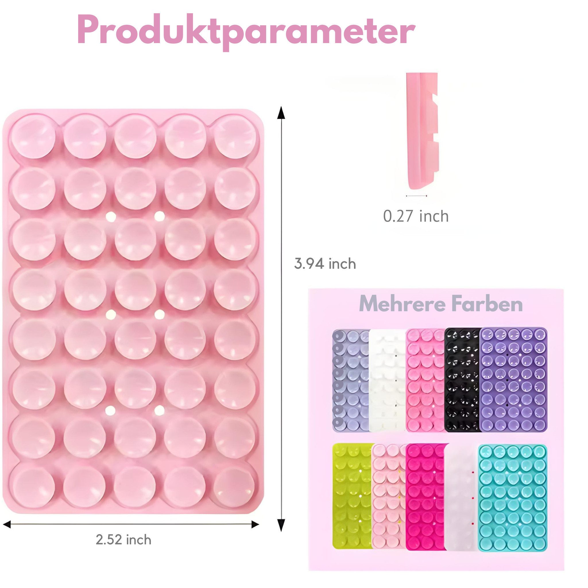HS.SUPPLY Handy-Halterung Doppelseitiger Silikon-Handyhalter mit Saugnäpfen für iPhone & Android