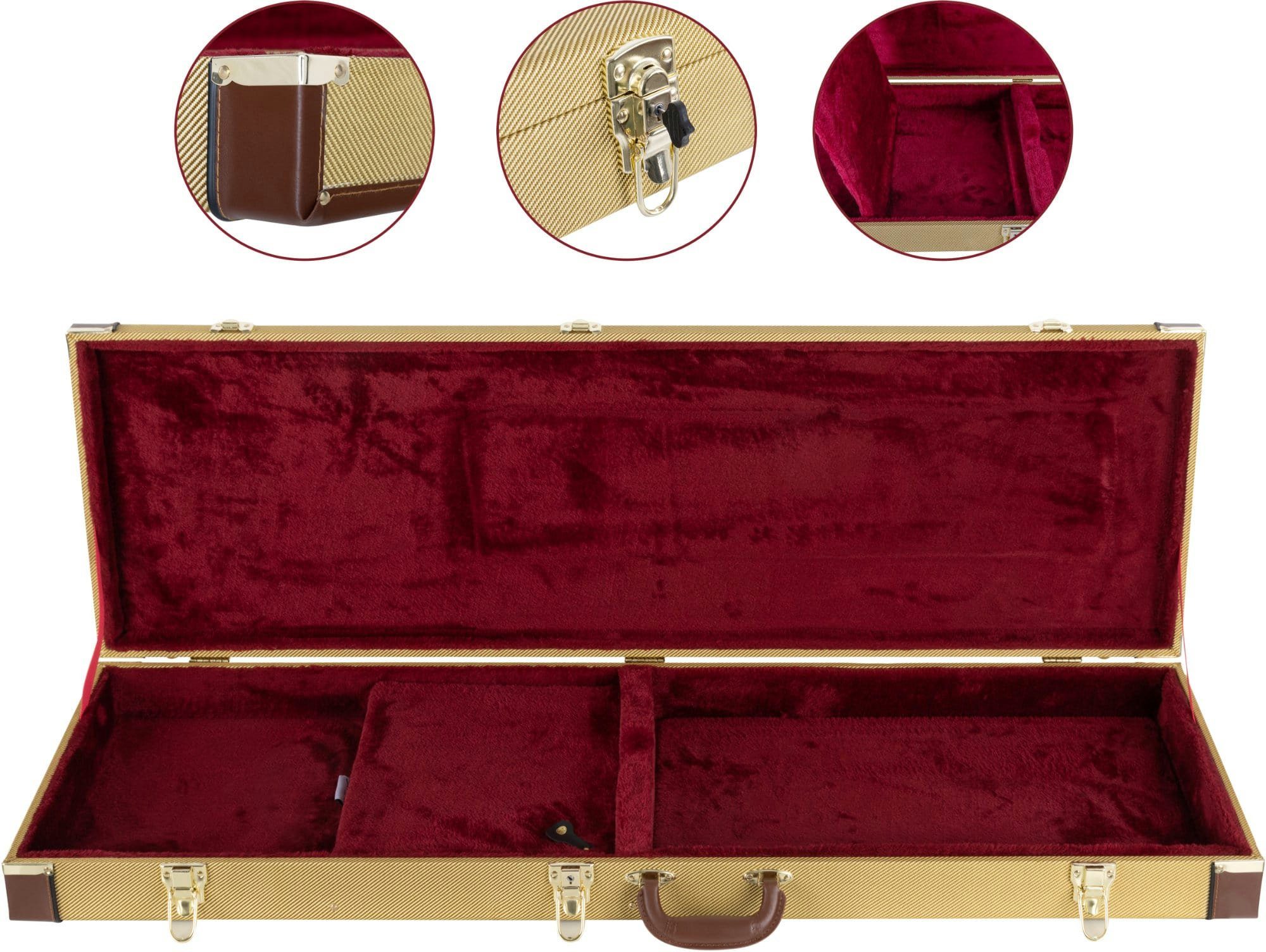 Shaman Gitarrentasche EBHCRT-2122TW Hardcase E-Bass Tweed, Basskoffer mit großem Zubehörfach - verschließbares Basscase