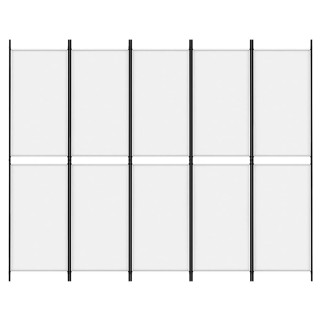furnicato Raumteiler 5-tlg. Weiß 250x200 Paravent cm Stoff