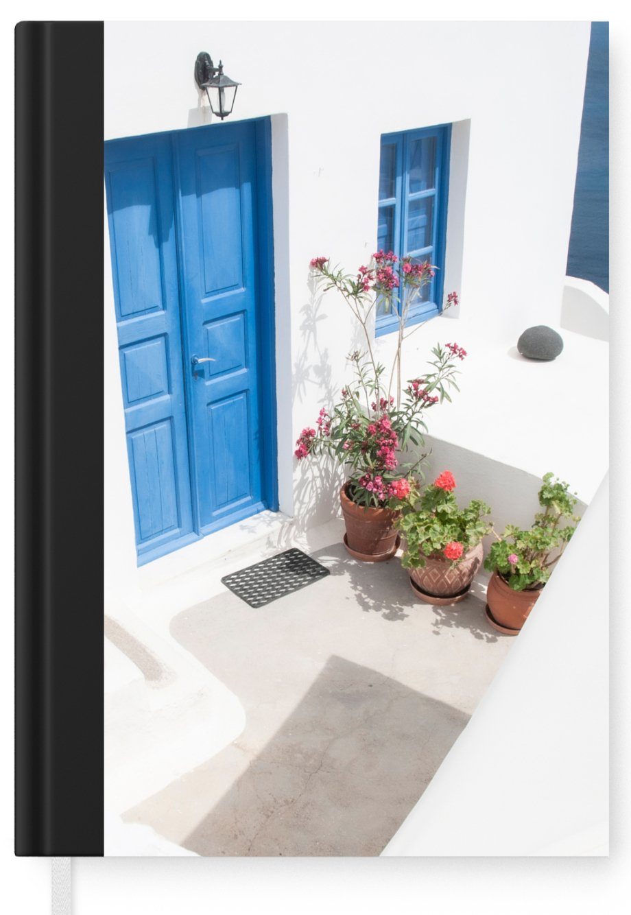 - Tür, Architektur Merkzettel, 98 Blau Weiß A5, Notizheft, Tagebuch, MuchoWow Journal, Haushaltsbuch Seiten, - Notizbuch -