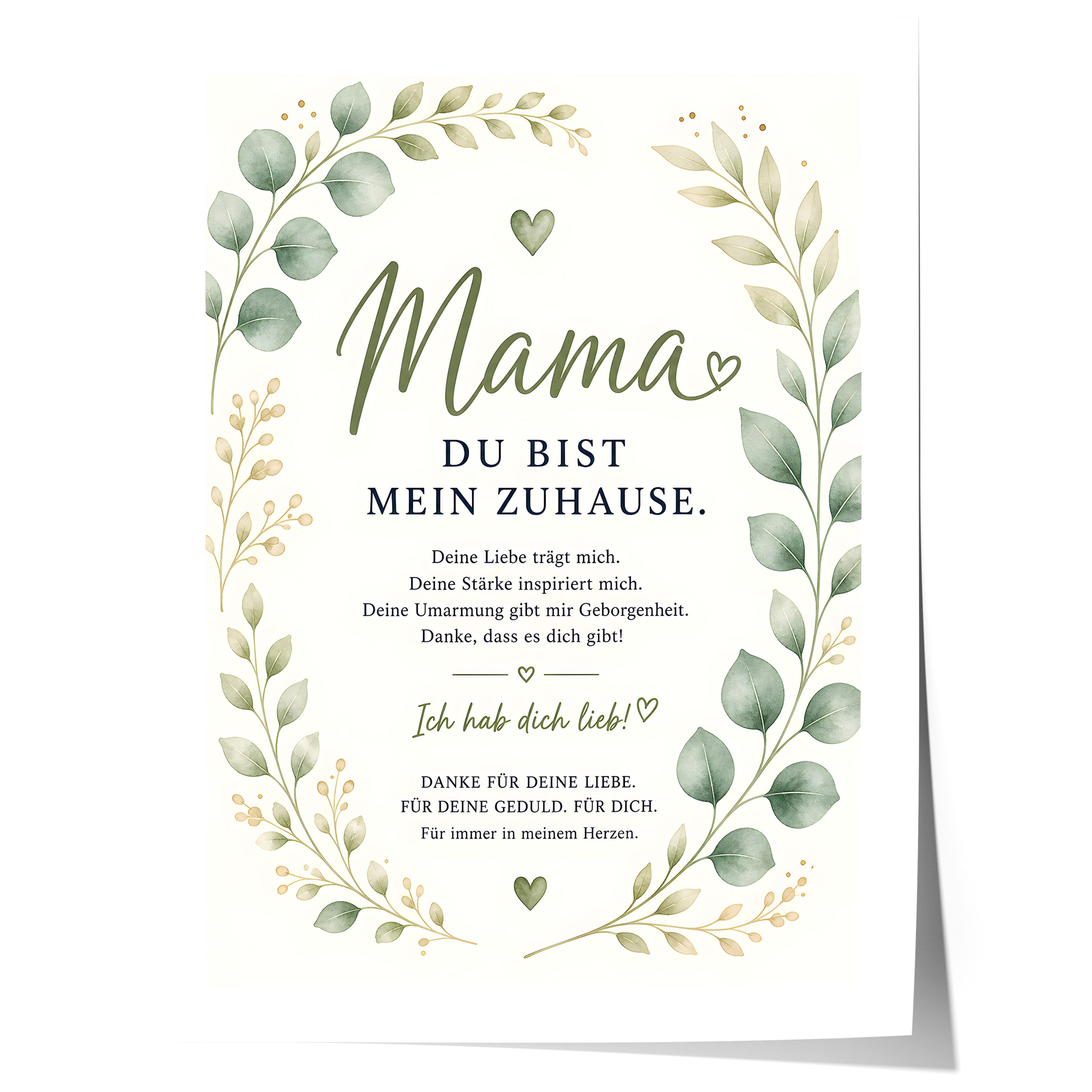 JUSTGOODMOOD Poster Muttertag Mama Eukalyptus Geschenk für Mama Liebe Spruch Boho Wanddeko, (1 St)