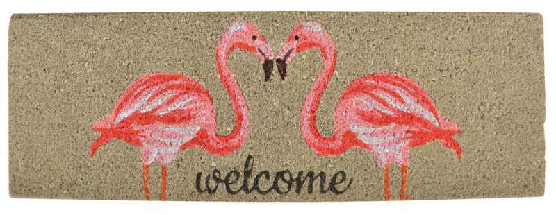 Fußmatte, esschert design, Kokosmatte Flamingo, Maße: 75 x 25 x 1, 8 cm