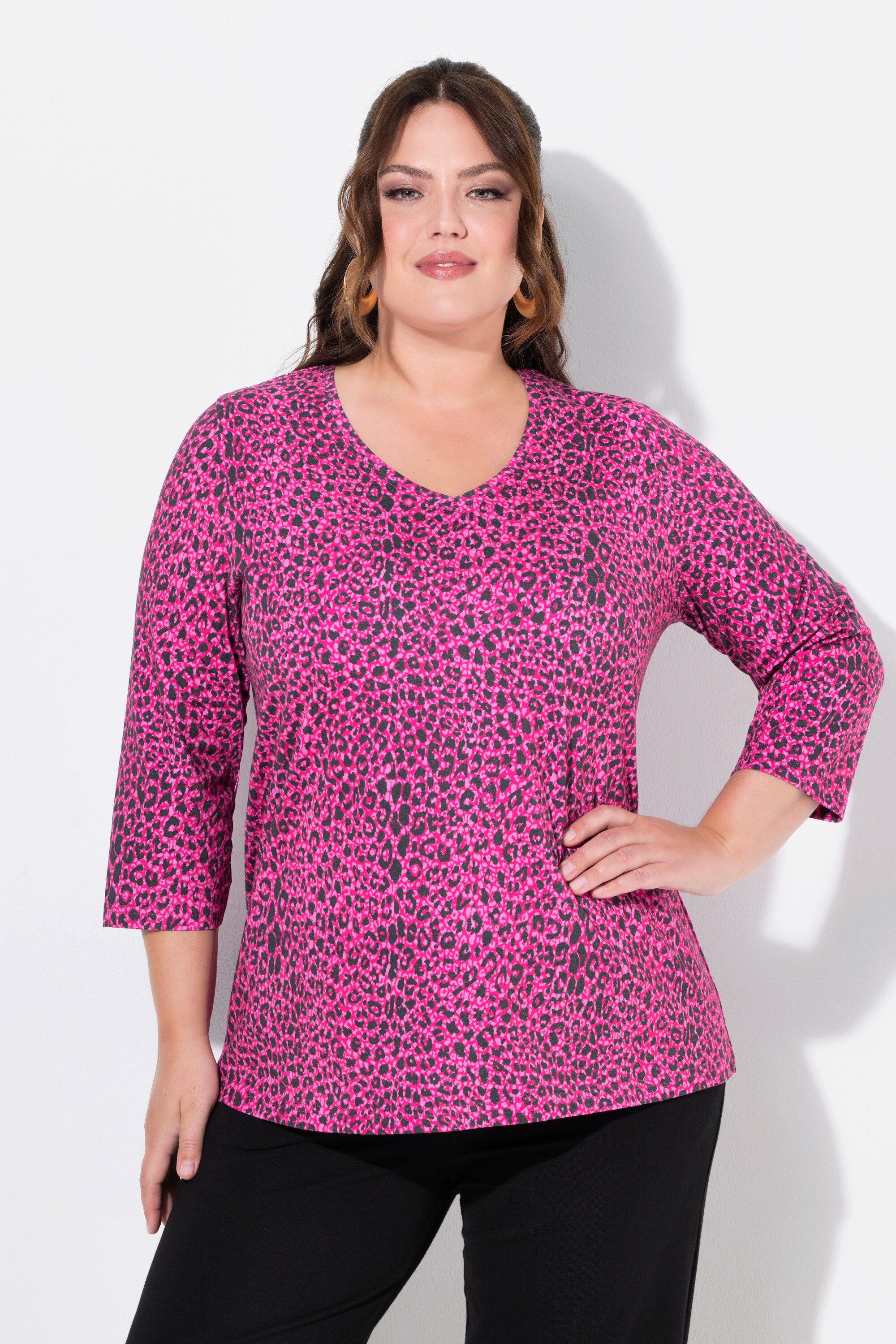 Ulla Popken Longshirt Longshirt A-Linie V-Ausschnitt günstig online kaufen