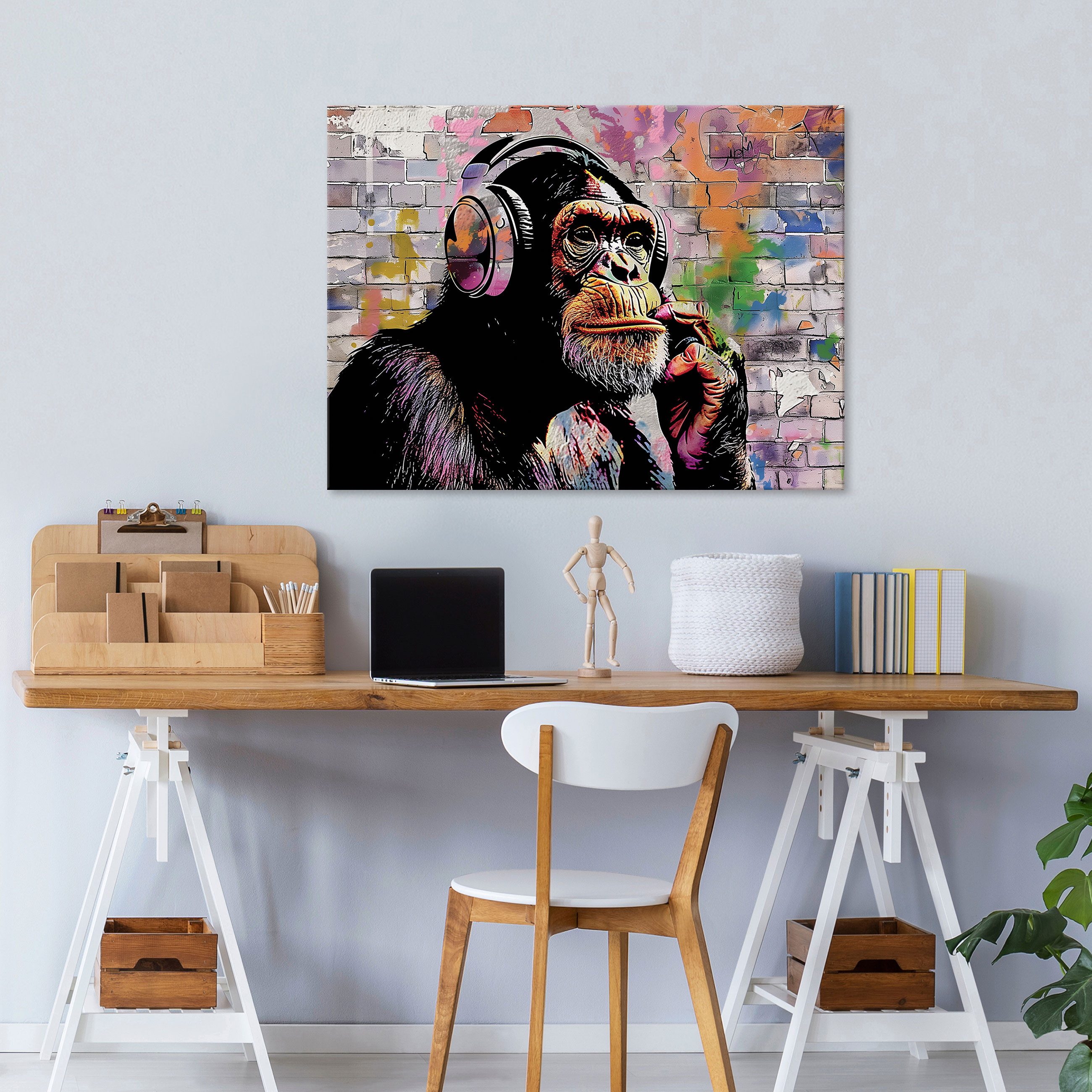 Wallarena Leinwandbild Banksy Abstrakt Affe Graffiti günstig online kaufen