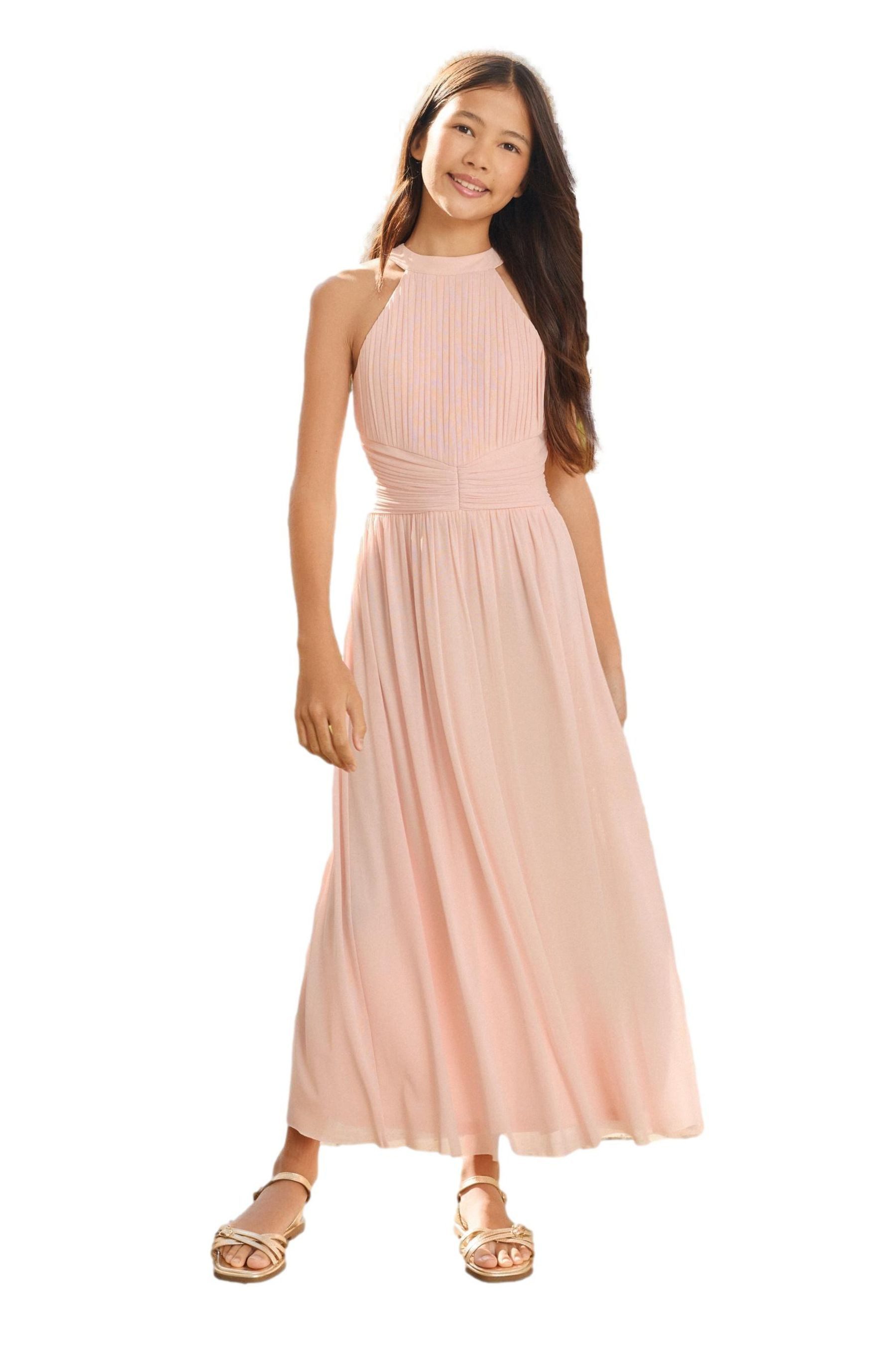 LIPSY Plisseekleid Lipsy Plissiertes, festliches Neckholder-Maxikleid (1-tlg)