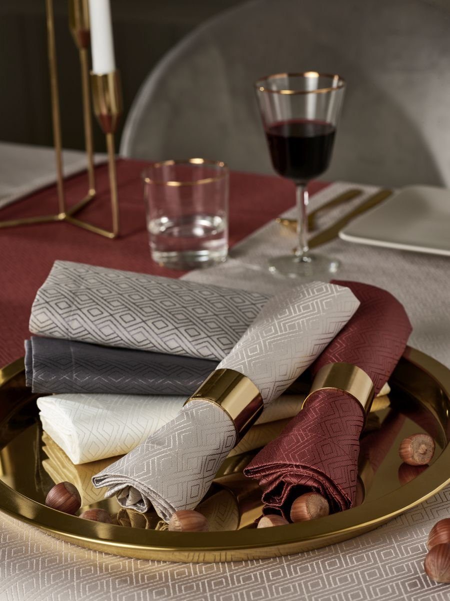 Curt Bauer Tischdecke Tischwäsche-Satin Gent offwhite 50 cm x 50 cm