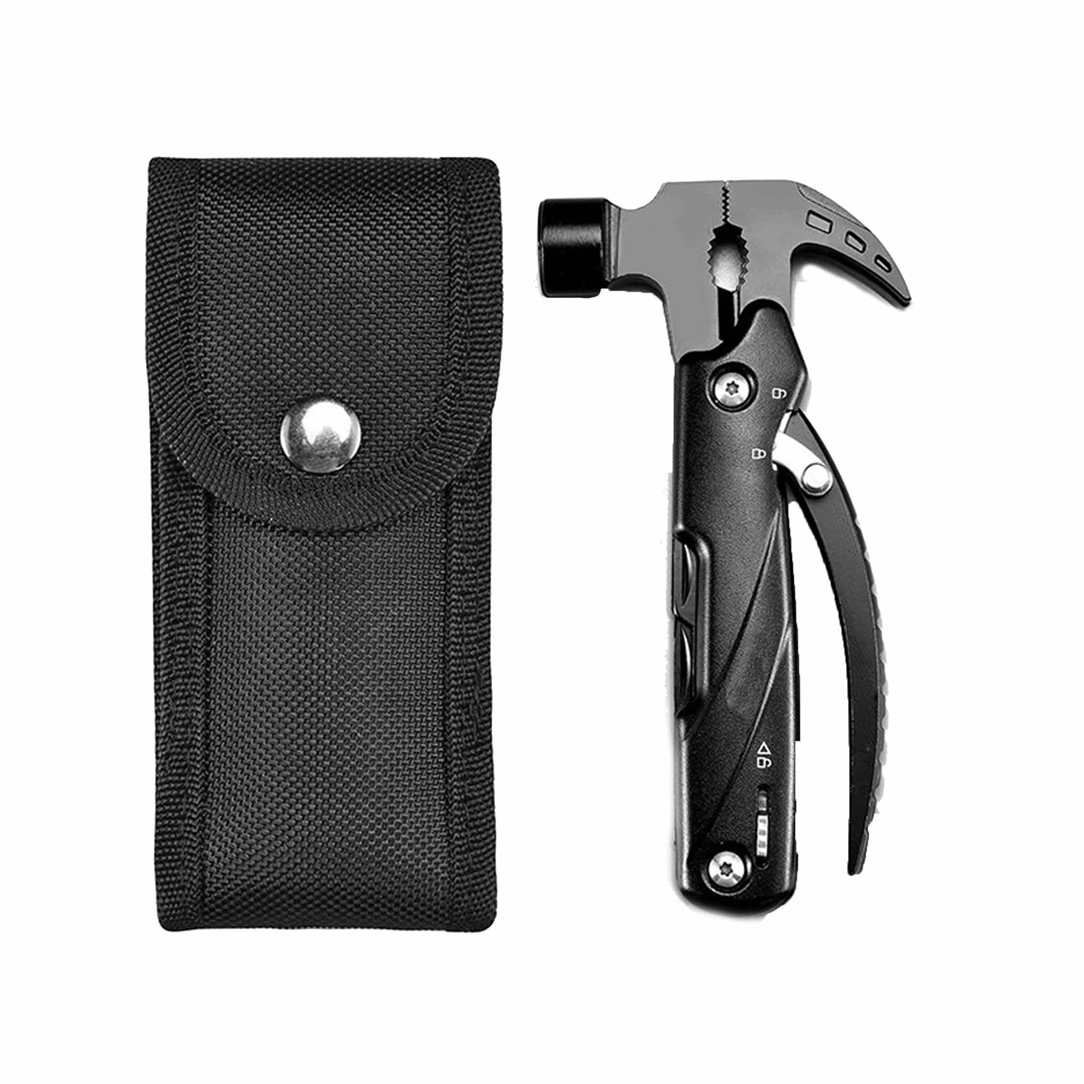KINSI Multitool Multifunktionswerkzeug, 12 in 1, Camping Multitool Zubehör, Schwarz, Für Camping, Wandern, Notfälle und Überleben im Freien
