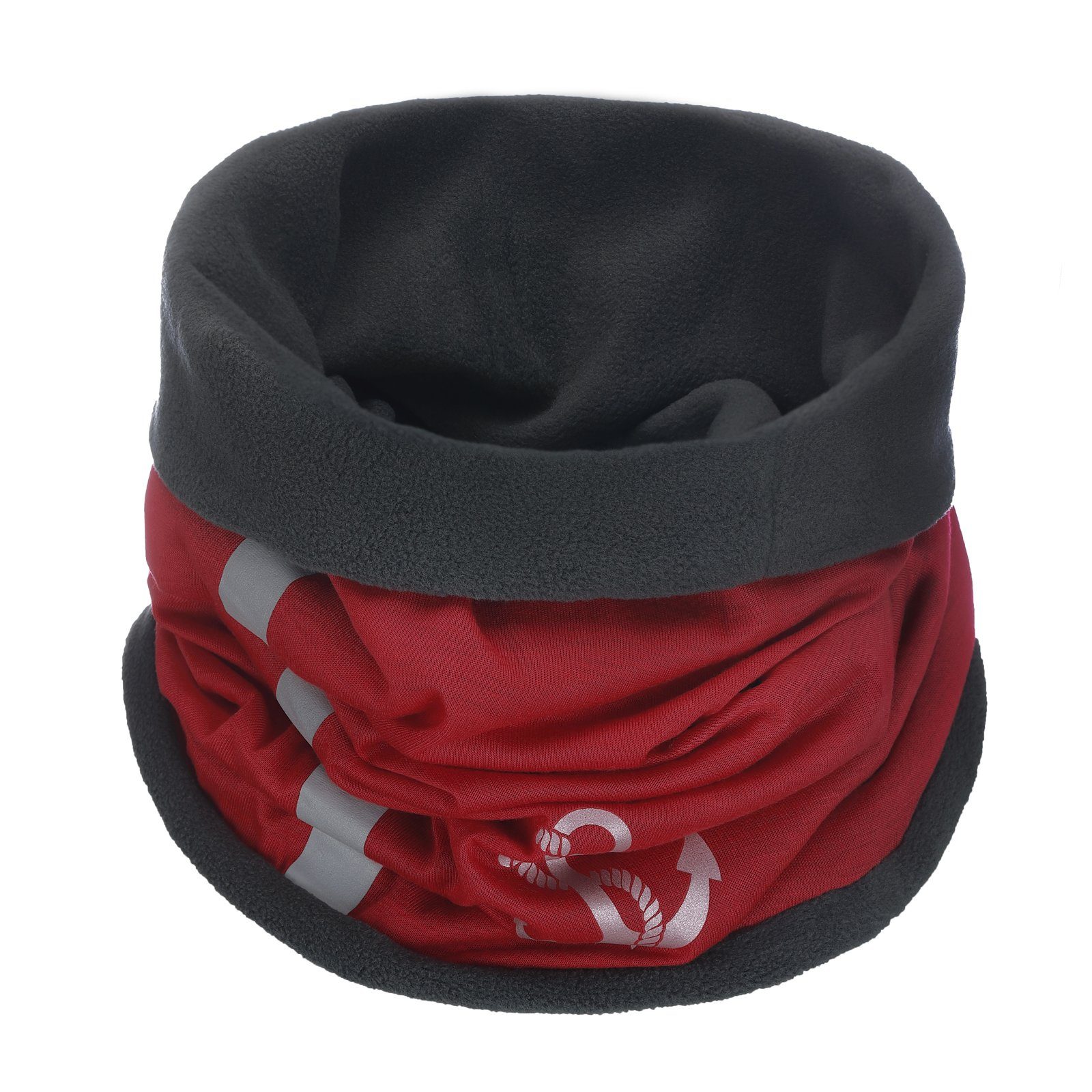modAS Halstuch, Unisex Schlauch-Halstuch Fleece mit Anker-Print - Halsschlauch Damen Herren Halswärmer