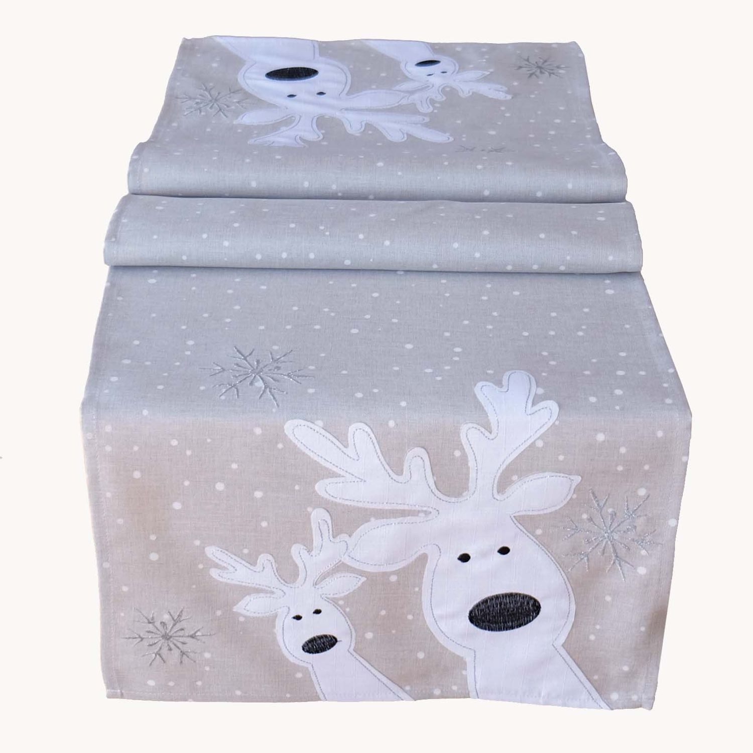 texpot Tischdecke Tischläufer Stickerei lustiger Elch Winter Weihnachten Deko (1-tlg)