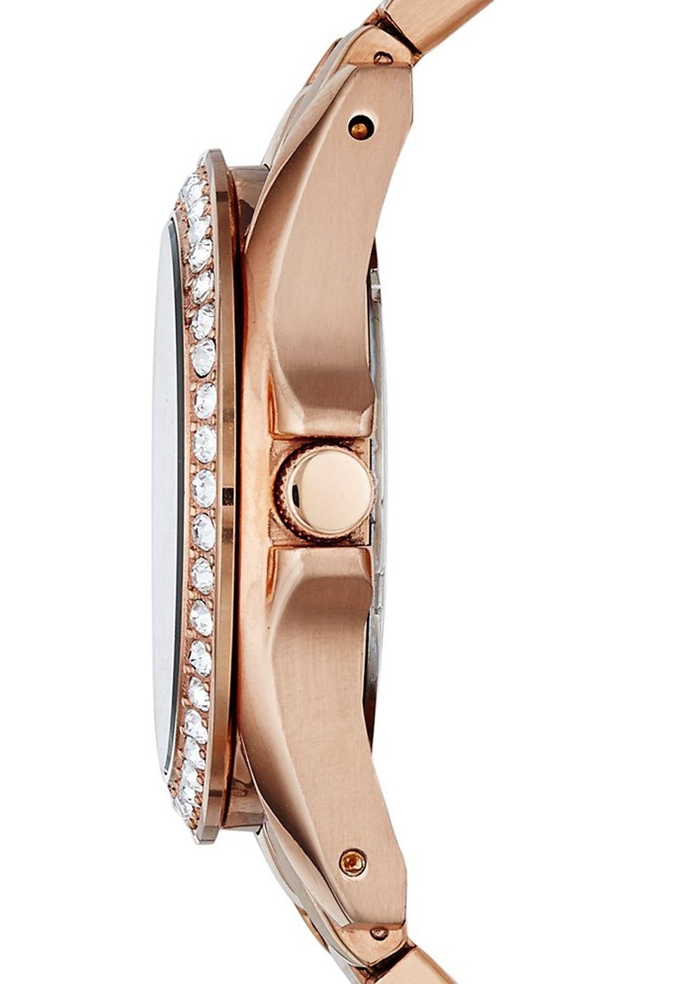 Fossil Multifunktionsuhr RILEY ES2811, Quarzuhr, Armbanduhr, Damenuhr, Datum, Edelstahlarmband, Glassteine