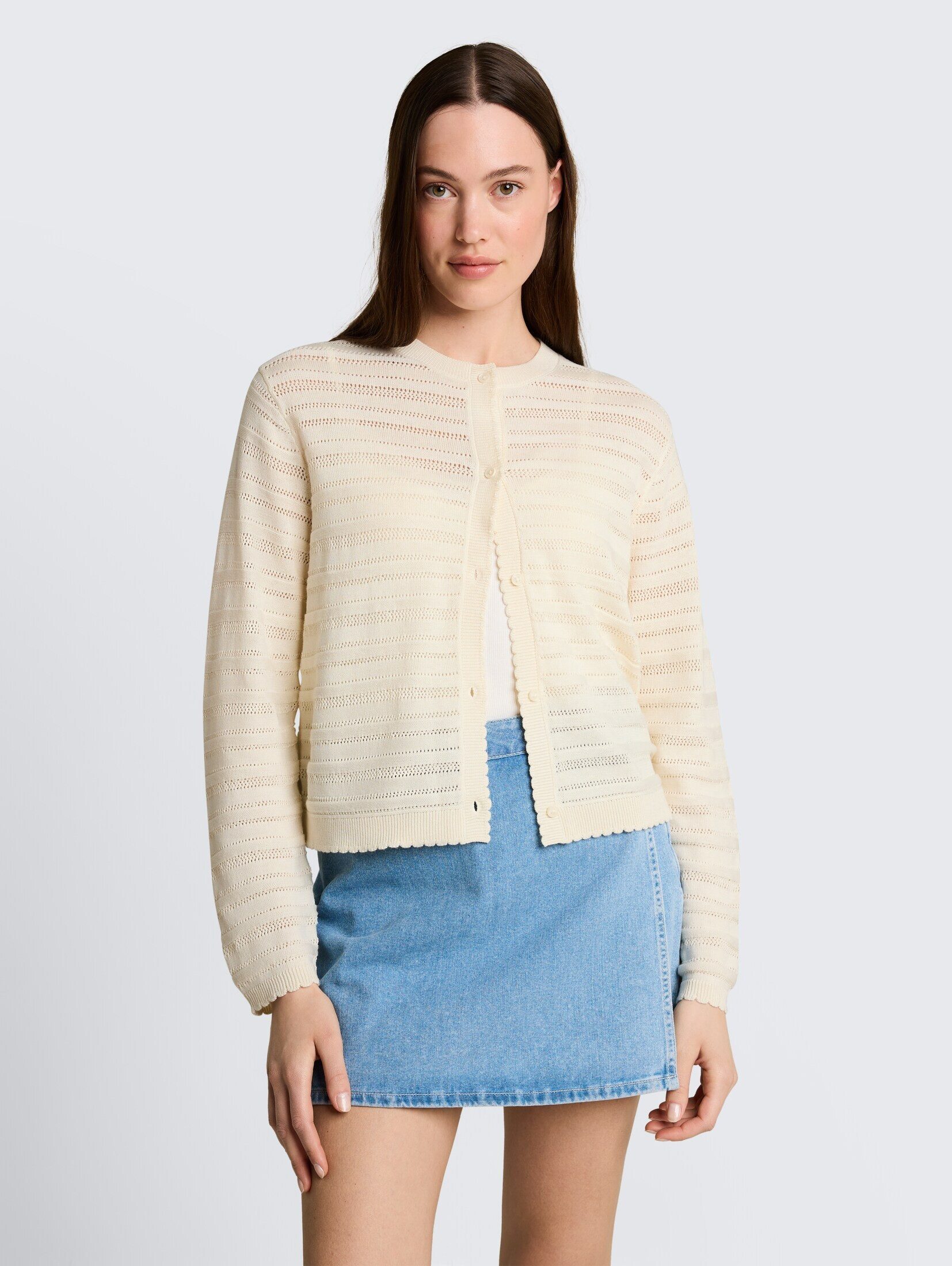 TOM TAILOR Denim Cardigan Pullover & Strickjacken Cardigan mit Lochmuster