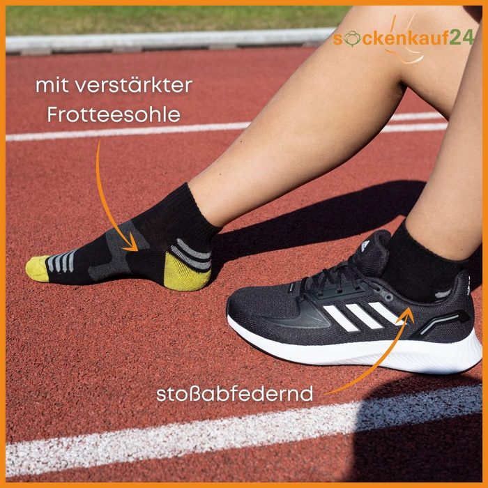 sockenkauf24 Sneakersocken 6 oder 12 Paar Damen Sneaker Socken Sportsocken (6-Paar 35-38) verstärkte Frotteesohle - 36850/26
