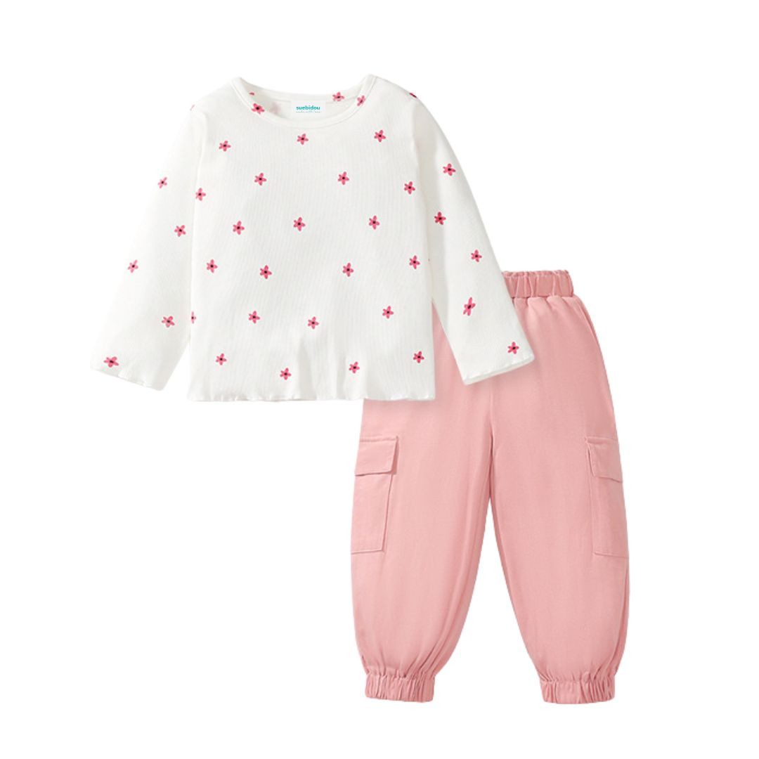 Langarmshirt & Hose Mädchen Outfit Set Longsleeve und Cargo Pants